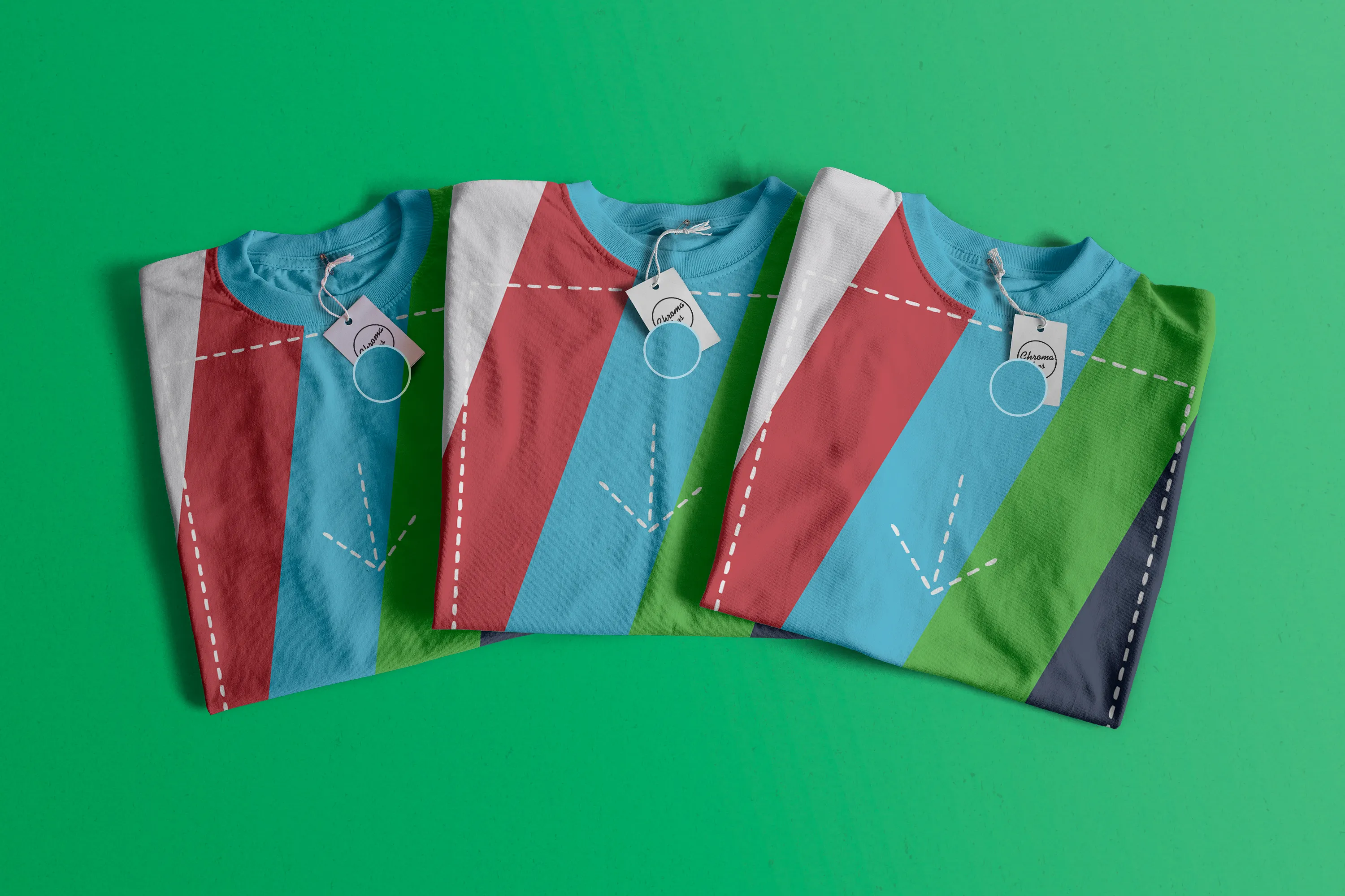 折叠T恤服装印花设计图样机02 Folded T-Shirts Mockup 02插图(1)