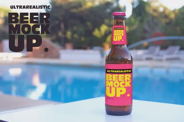 福门特拉岛休闲俱乐部泳池场景啤酒瓶样机 Formentera Lounge Club Pool插图(1)