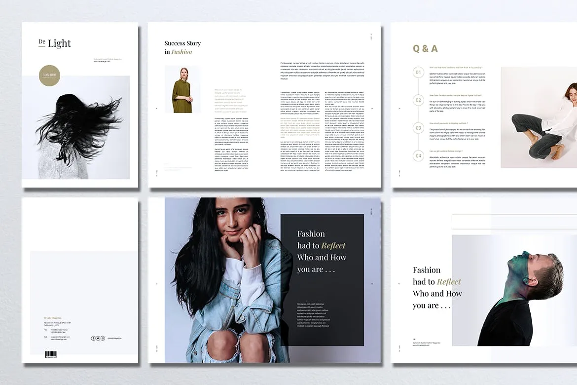 时尚服装品牌产品目录/画册设计模板 DE LIGHT Minimalist Fashion Magazine插图(3)