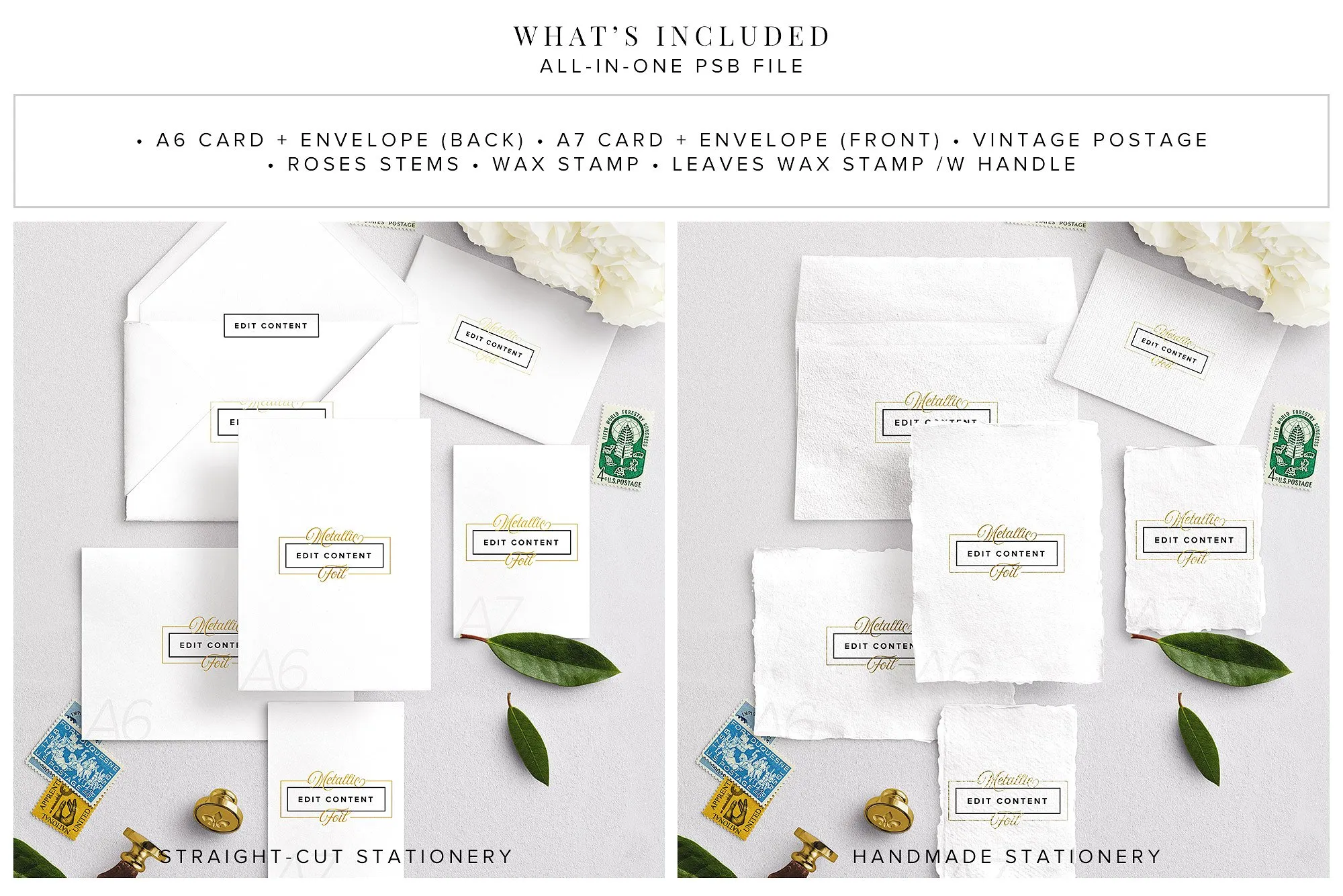 婚礼设计物料样机模板合集 Wedding Suite Mockup Scene插图(1)