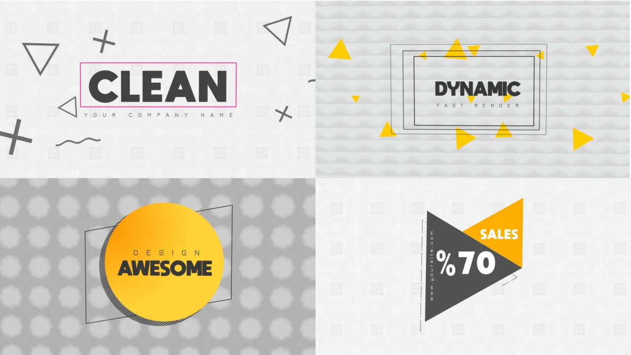 4个干净现代全屏标题像素设计精选AE模板