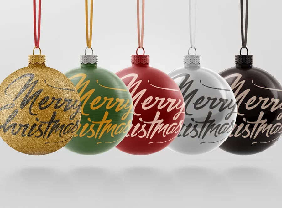 闪闪发光圣诞装饰球样机模板 Glitter Christmas Ball Mockup插图(12)