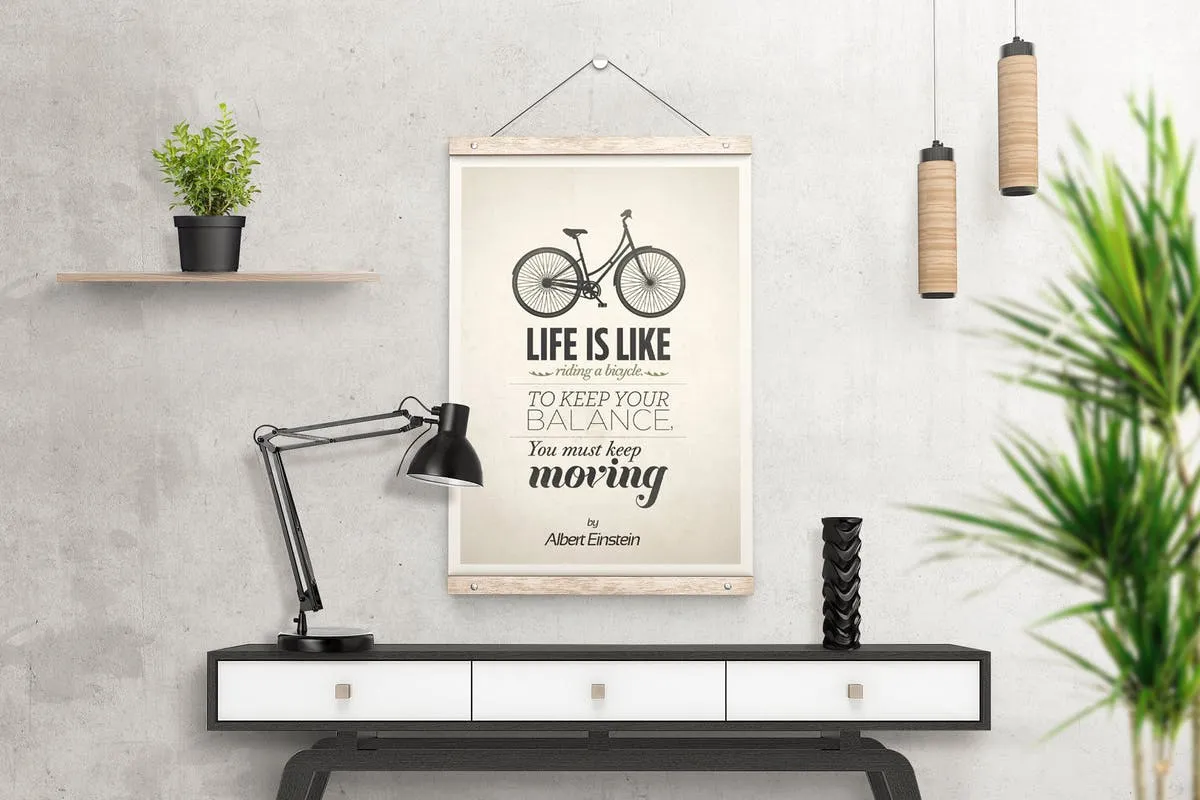 墙壁木制挂架海报广告样机 Wooden Poster Hanger Mockup