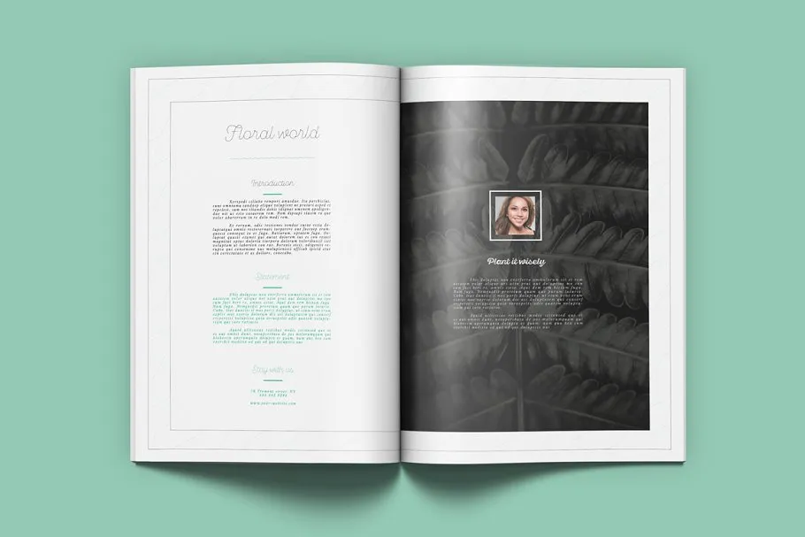 极简主义盆栽景观通用杂志模板 Floral Magazine插图(1)