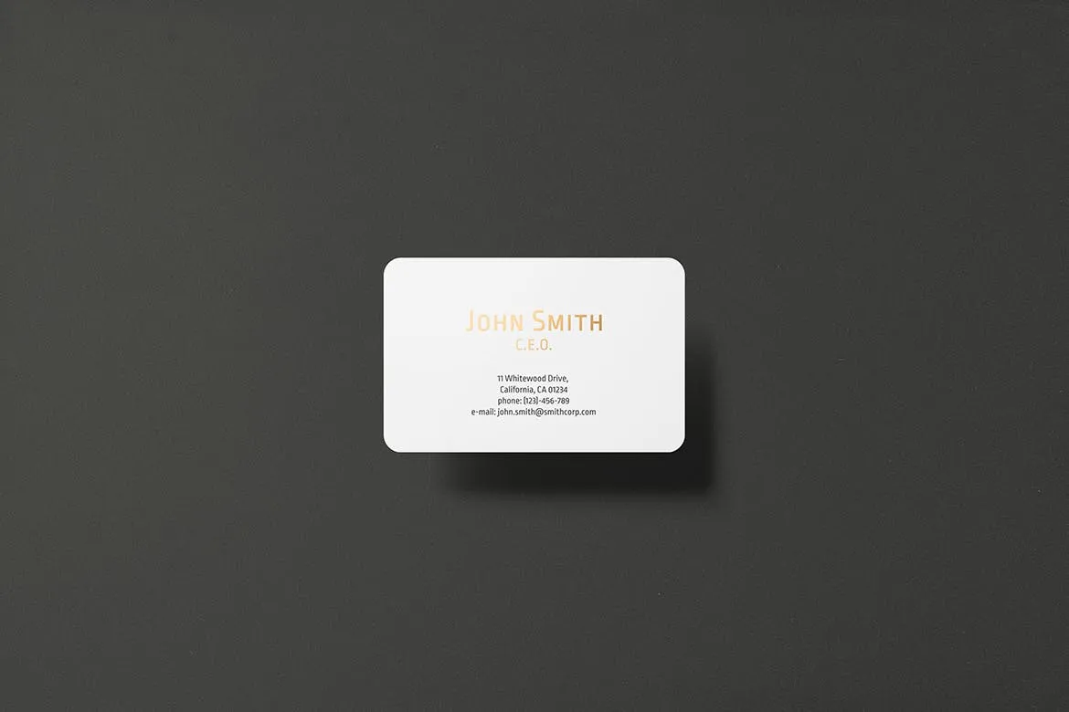 高端圆角企业名片设计图素材库精选套件 8.5×5.5 Landscape Business Card Mockup插图(2)