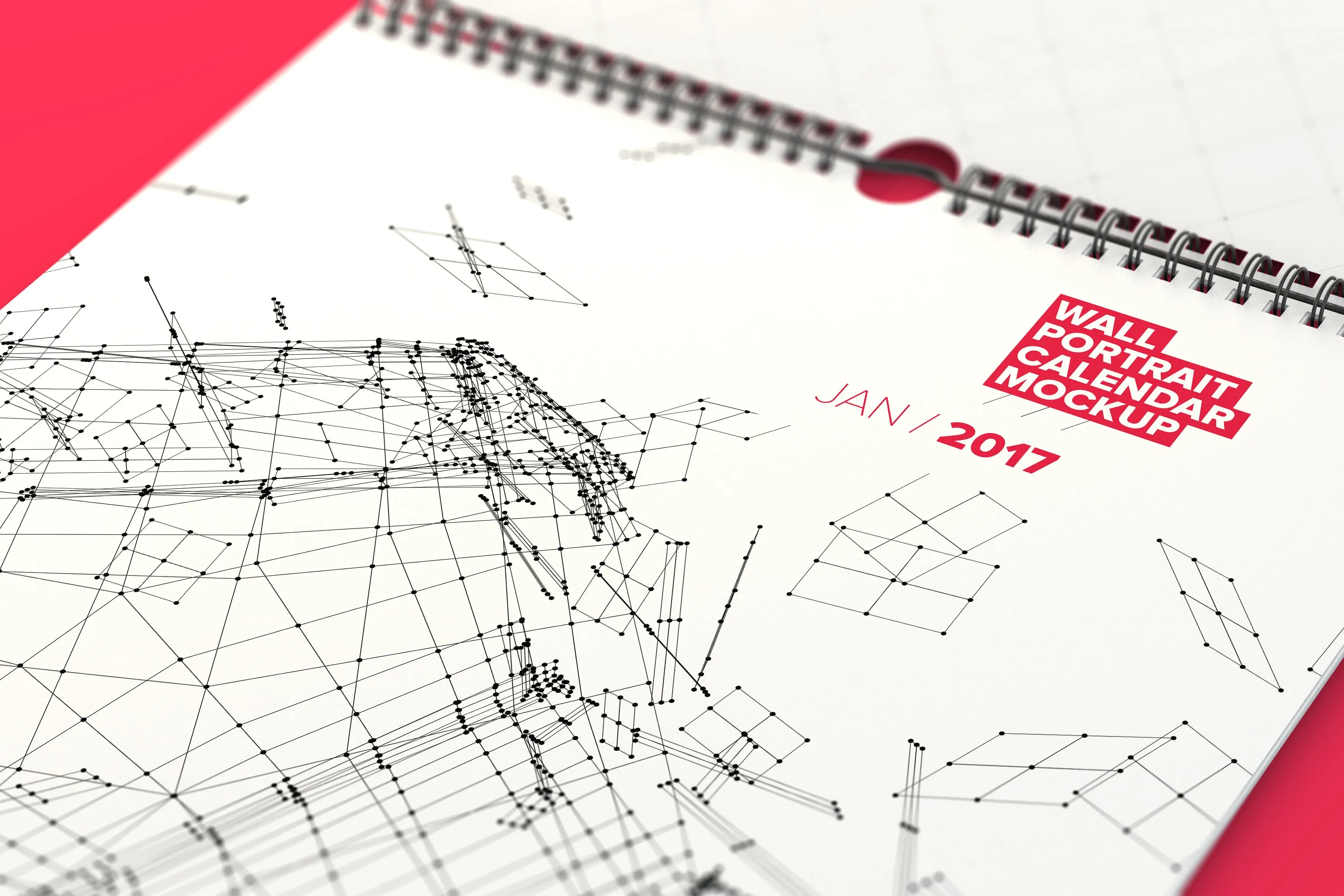 挂墙活页日历年历设计图局部特写样机 Wall Portrait Calendar Close Up Mockup插图(1)
