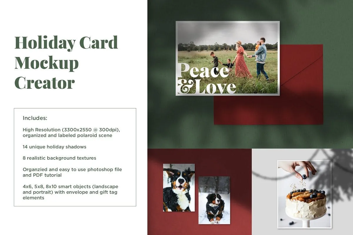 场景化照片装饰样机像素设计精选模板 Holiday Card Mockup Creator