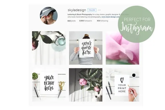 Instagram社交新媒体引语贴图印刷品样机 Quote + Print mockup bundle插图(1)