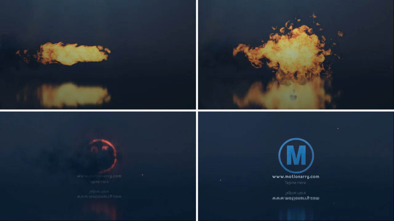 动态动画火球效果徽标展示像素设计精选AE模板