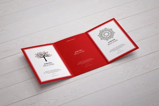 A5三折页设计小册子样机展示模板 Tri-Fold Brochure A5 Mock-up插图(4)