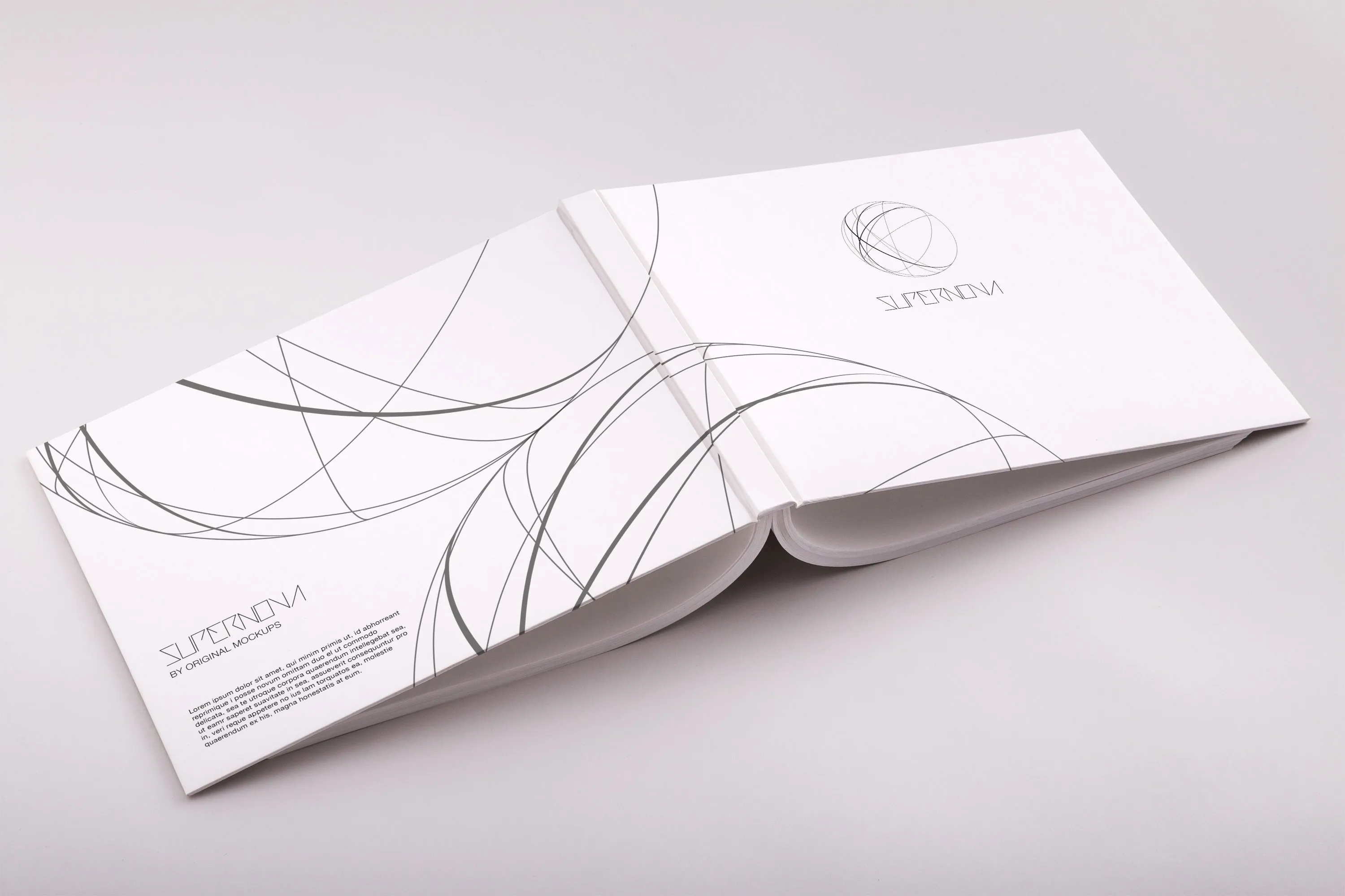 精装图书画册封面封底设计效果图PSD样机04 Hardcover Standard Landscape Book PSD Mockup 04