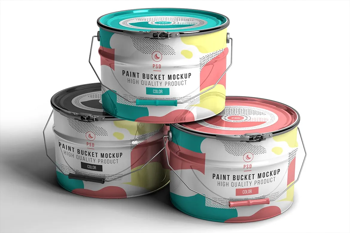 油漆桶外观设计样机模板 Paint Bucket  Mockup插图(3)