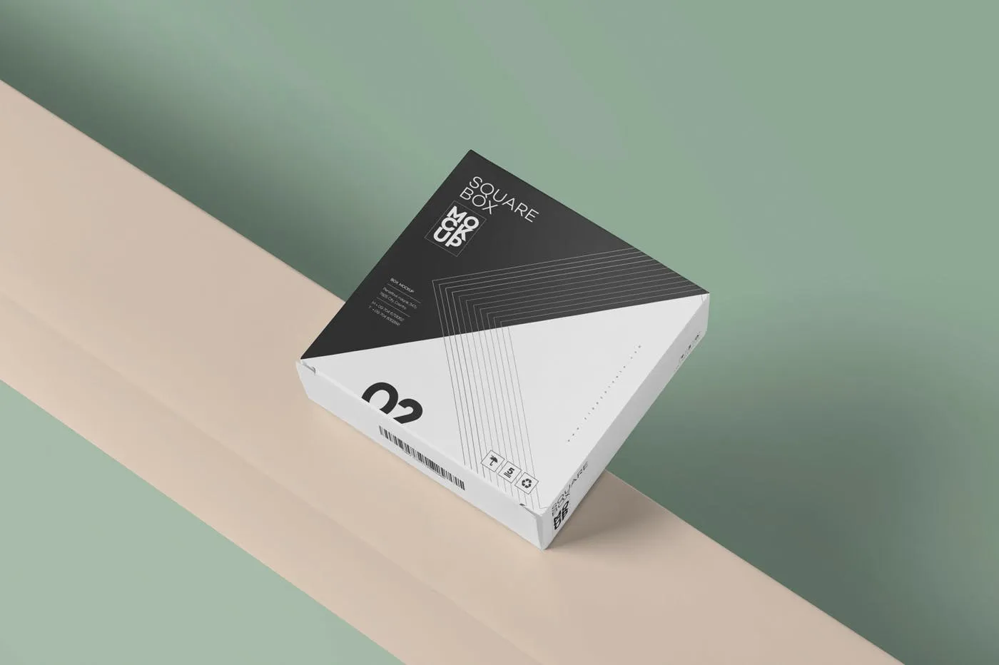 扁平方形产品包装盒设计图素材库精选 Square Shaped Slim Box Mockups插图(1)