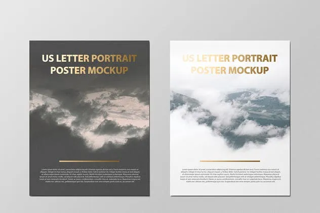 美国信纸规格海报传单/信头样机 US Letter Portait Flyer / Letterhead Mockup插图(6)