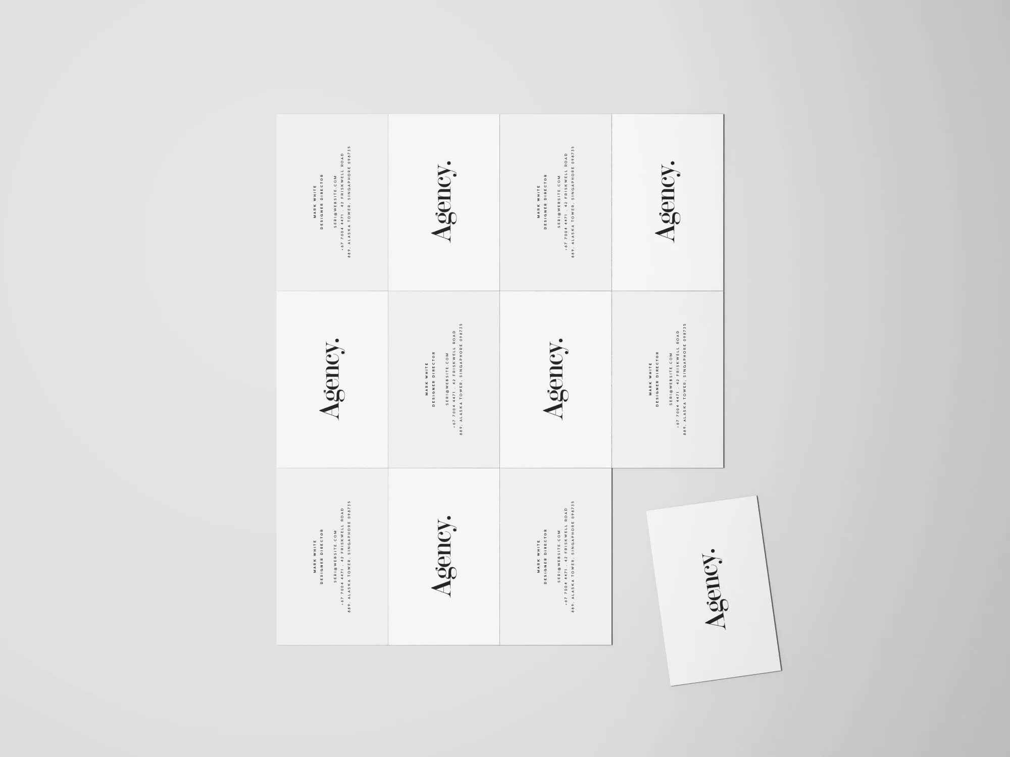 企业名片设计平铺俯视图样机模板 Business Card Mockup Top View插图