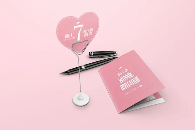 婚礼宴会桌子号码牌设计样机 Table Card Holder Mockups插图(2)