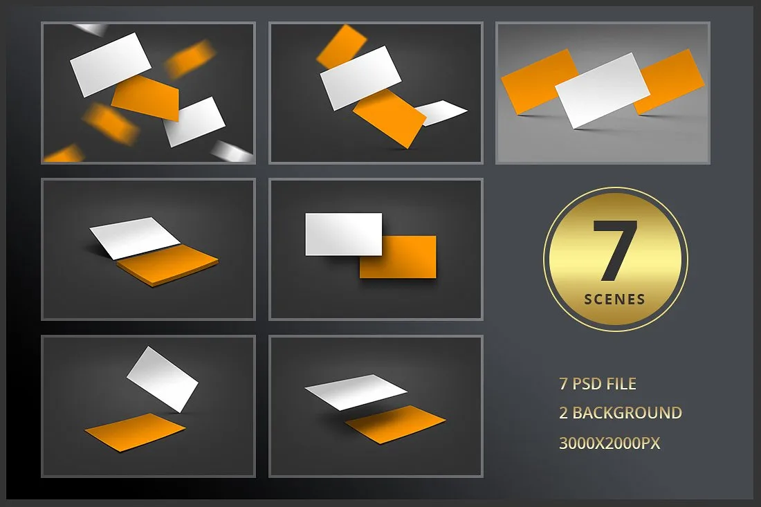 多角度名片展示样机模板 7 Business Card Mockup插图(7)