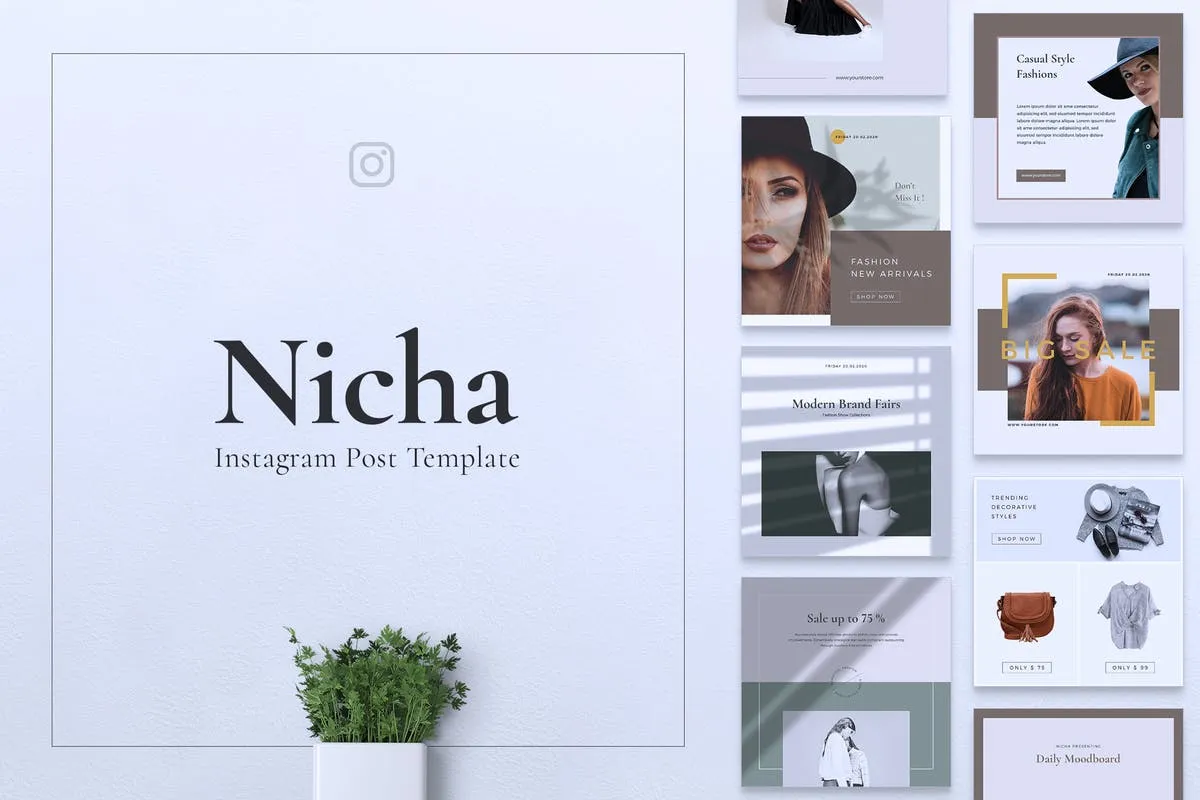 品牌服装Instagram品牌故事设计模板 NICHA Instagram Post