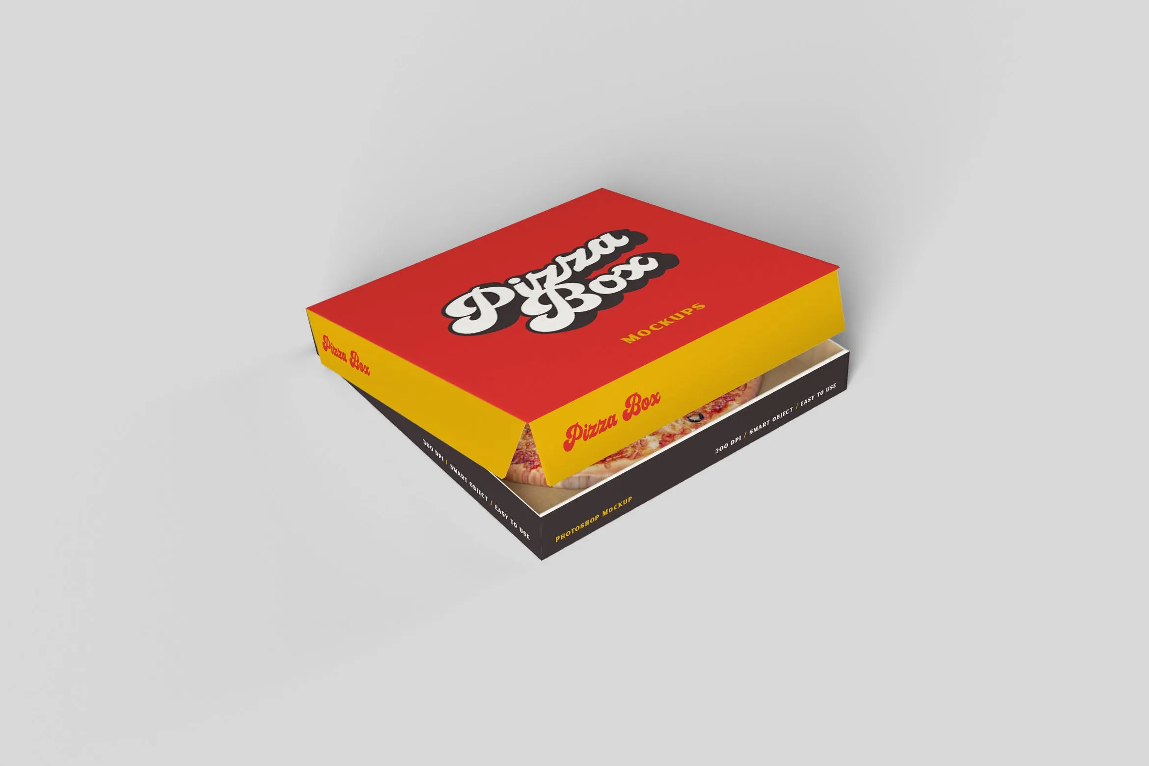 披萨包装盒外卖盒设计效果图样机 Pizza Box PSD Mockup