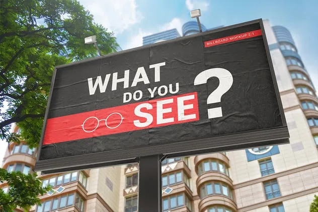 胶合纸效果广告牌样机 Billboard With Glued Paper Effect Mockups插图(2)