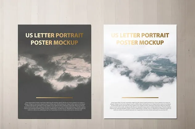 美国信纸规格海报传单/信头样机 US Letter Portait Flyer / Letterhead Mockup插图(5)