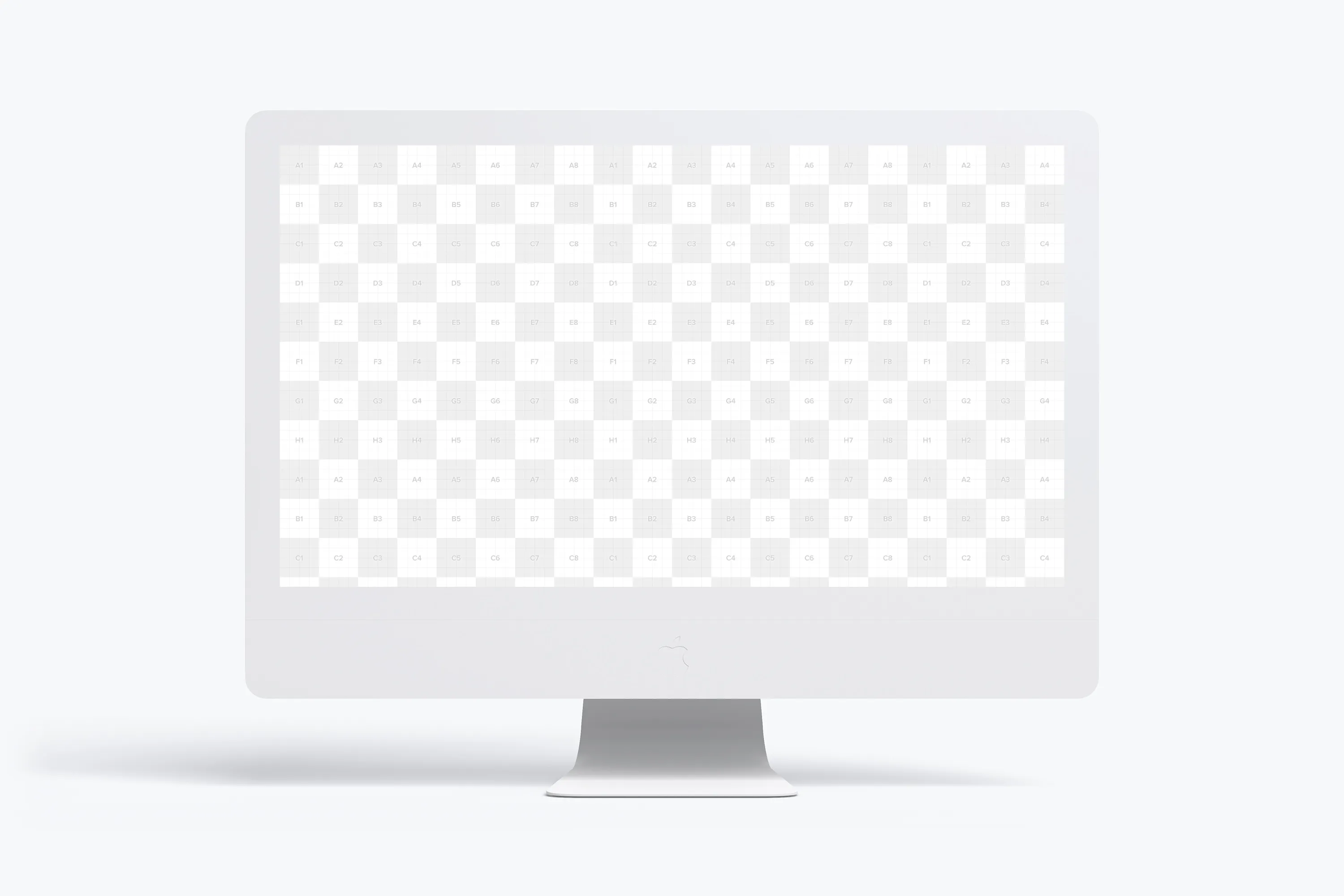 27寸iMac一体机大屏幕UI设计效果预览前视图样机 Clay iMac 27” Mockup, Front View