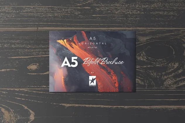 A5尺寸规格宣传册设计平铺视觉样机模板 Bi-Fold A5 Horizontal Brochure Mock-Ups Vol.1插图(11)