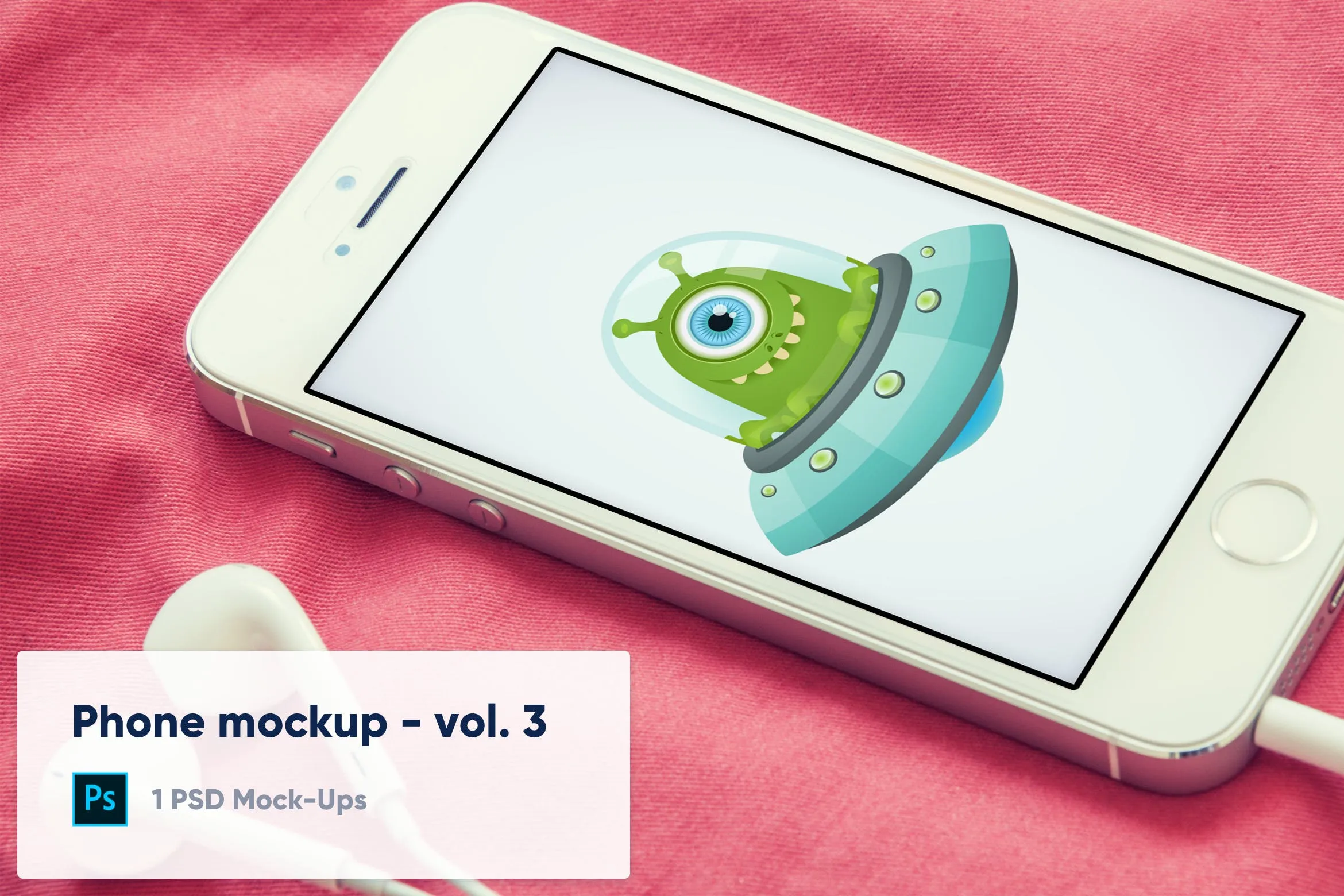 红色背景iPhone手机屏幕预览像素设计精选样机v2 Phone on red background mockup#8211; Vol. 3