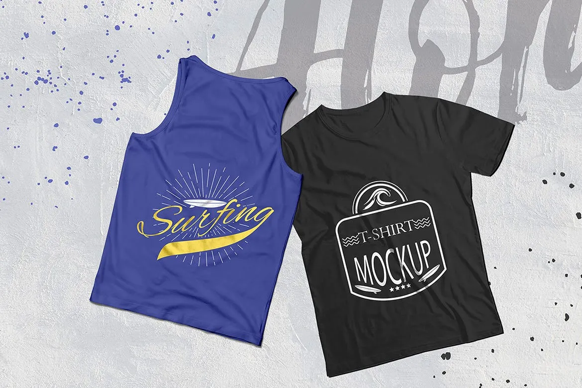背心&T恤印花设计效果预览样机 Tank Top T Shirt Mockups插图(1)