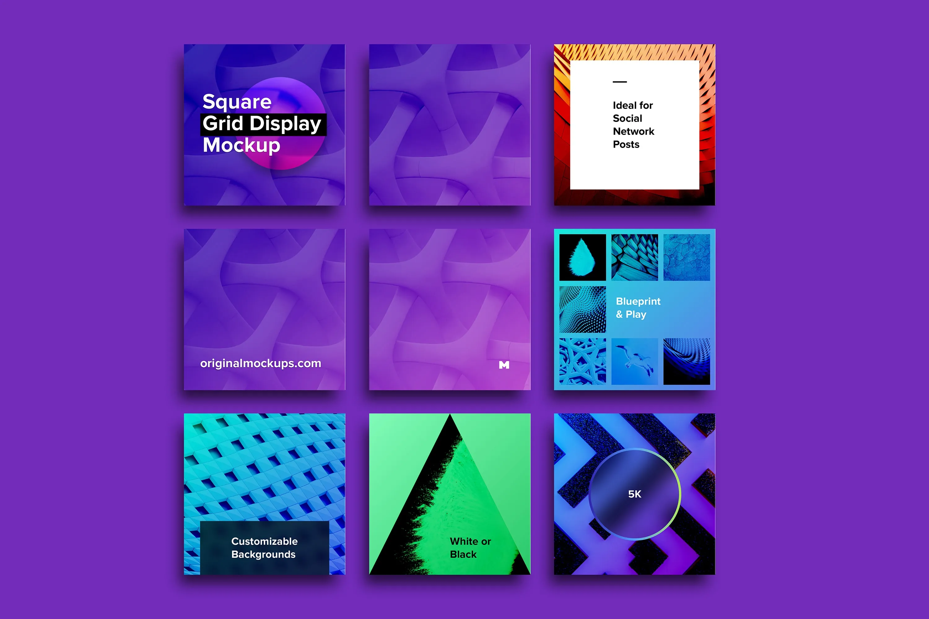 方形网格设计预览样机模板 Square Grid Display Mockup插图(2)