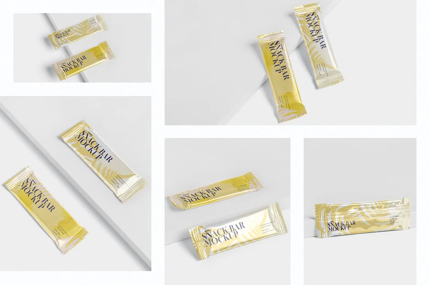 零食糖果包装袋设计效果图素材库精选 Snack Bar Mockup – Slim Rectangular插图(1)