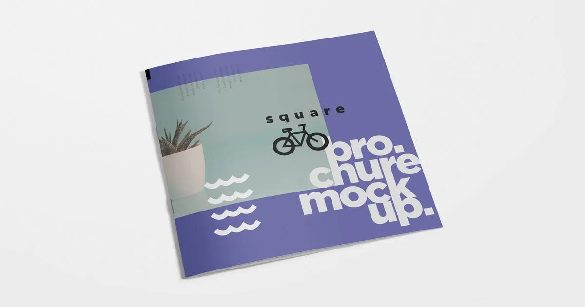 方形小册子宣传册封面amp;内页版式设计效果图样机 Square Brochure Mockups