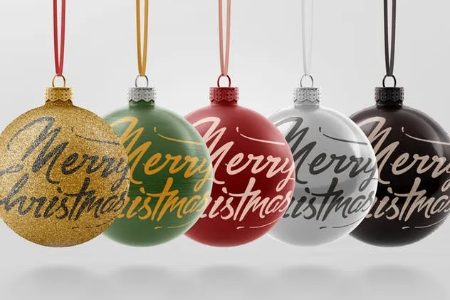 圣诞装饰球样机 Christmas Ball Mockup with Material Options插图(12)