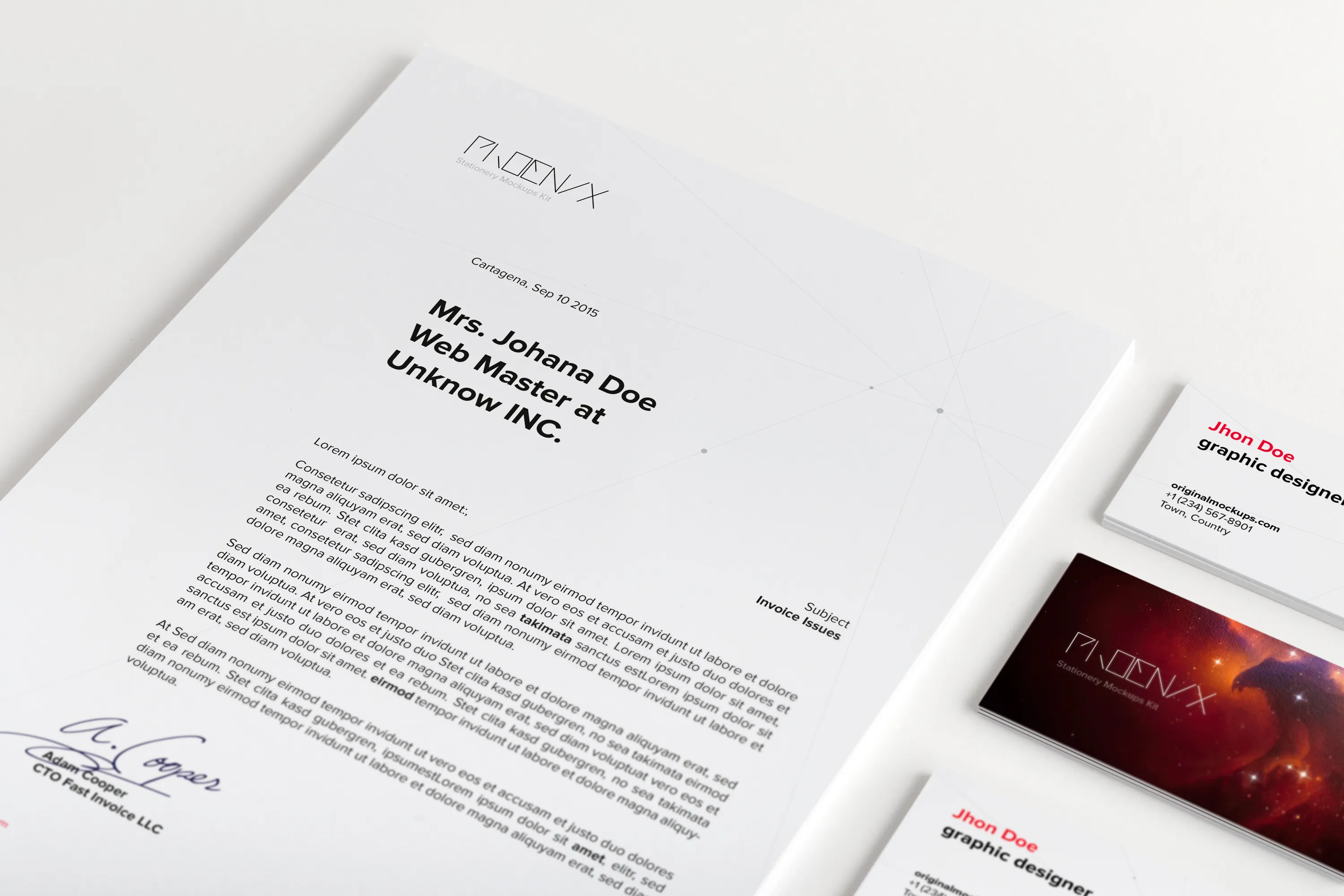 A4信纸信头＆企业名片设计效果图样机03 A4 and Business Cards Mockup 03插图