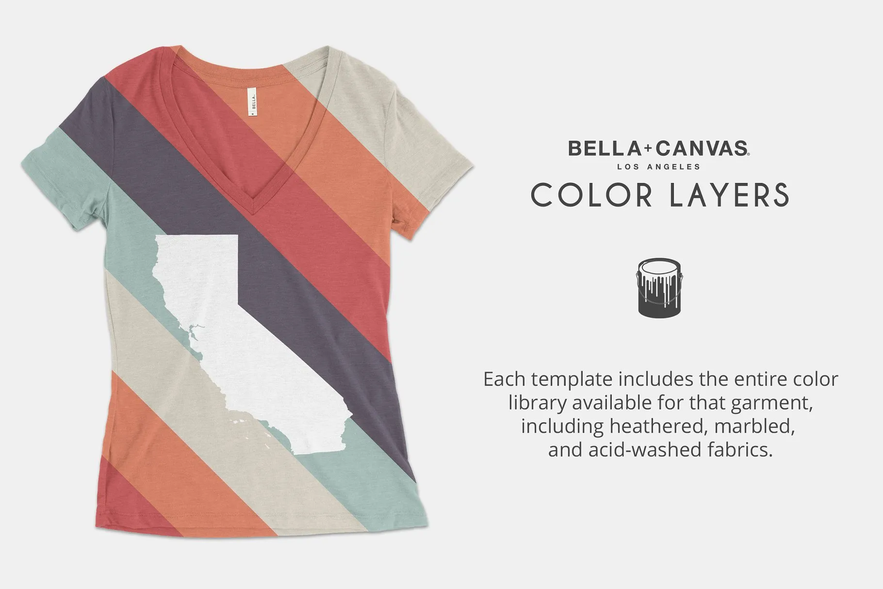 女性长款V领T恤样机模板 Bella Canvas 8435 T-Shirt Mockups插图(4)