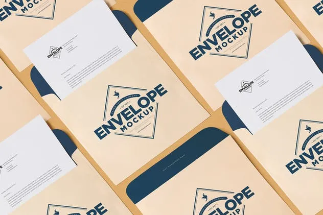 独特个性方形企业信封样机 Unique Square Shaped Envelope Mockups插图(8)