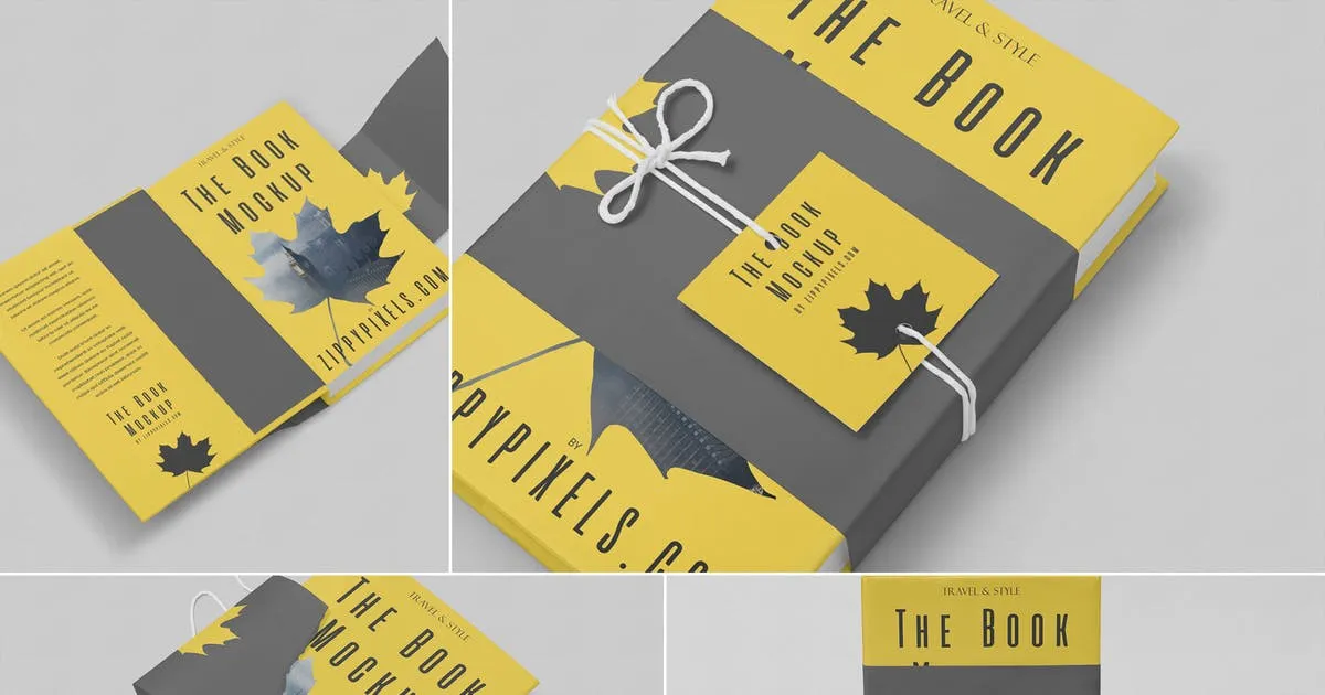 可定制精装图书硬封设计样机模板 Customizable Hard Cover Book Mockups