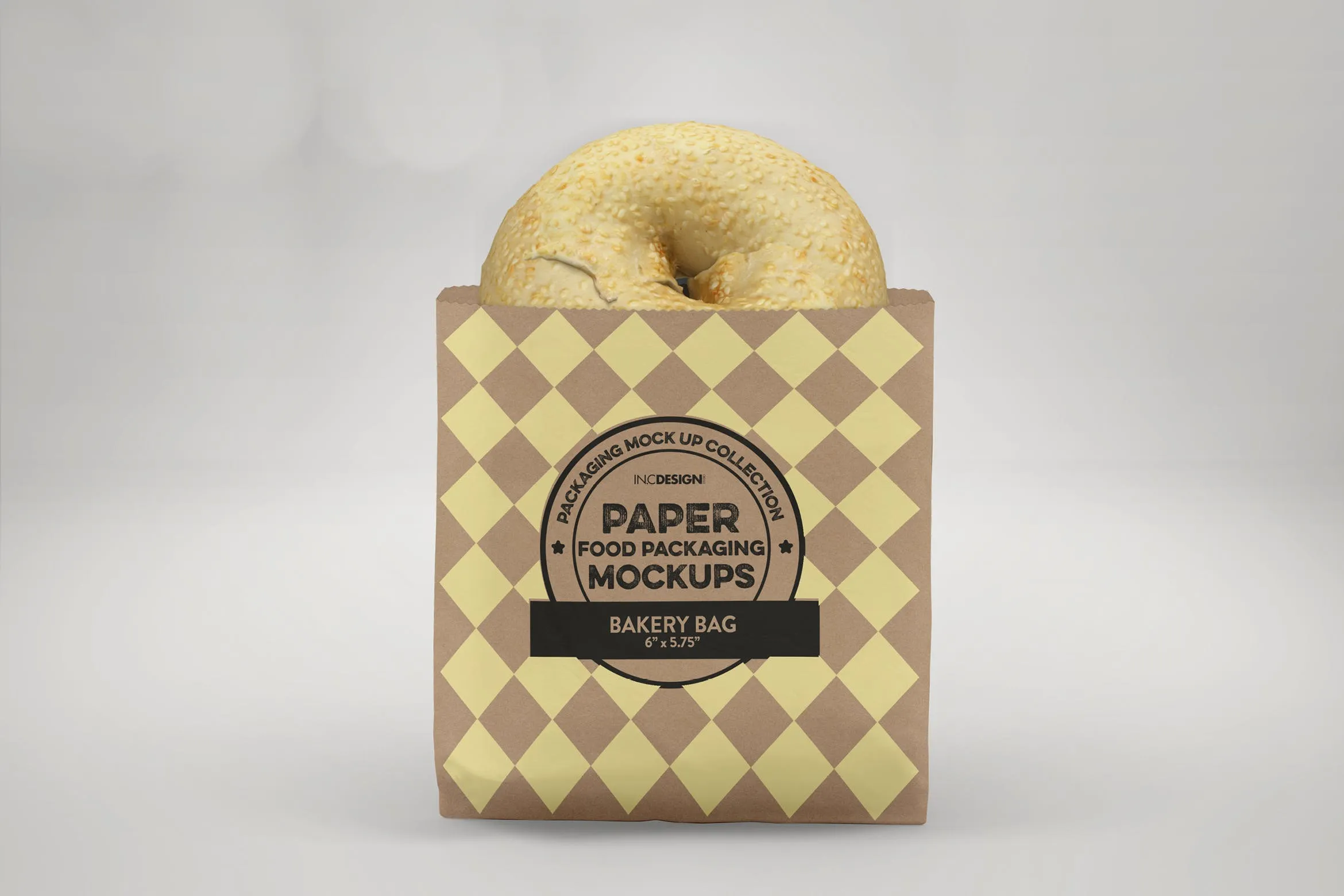 面包外带包装纸袋设计图素材库精选 Flat Bakery Bag Packaging Mockup插图