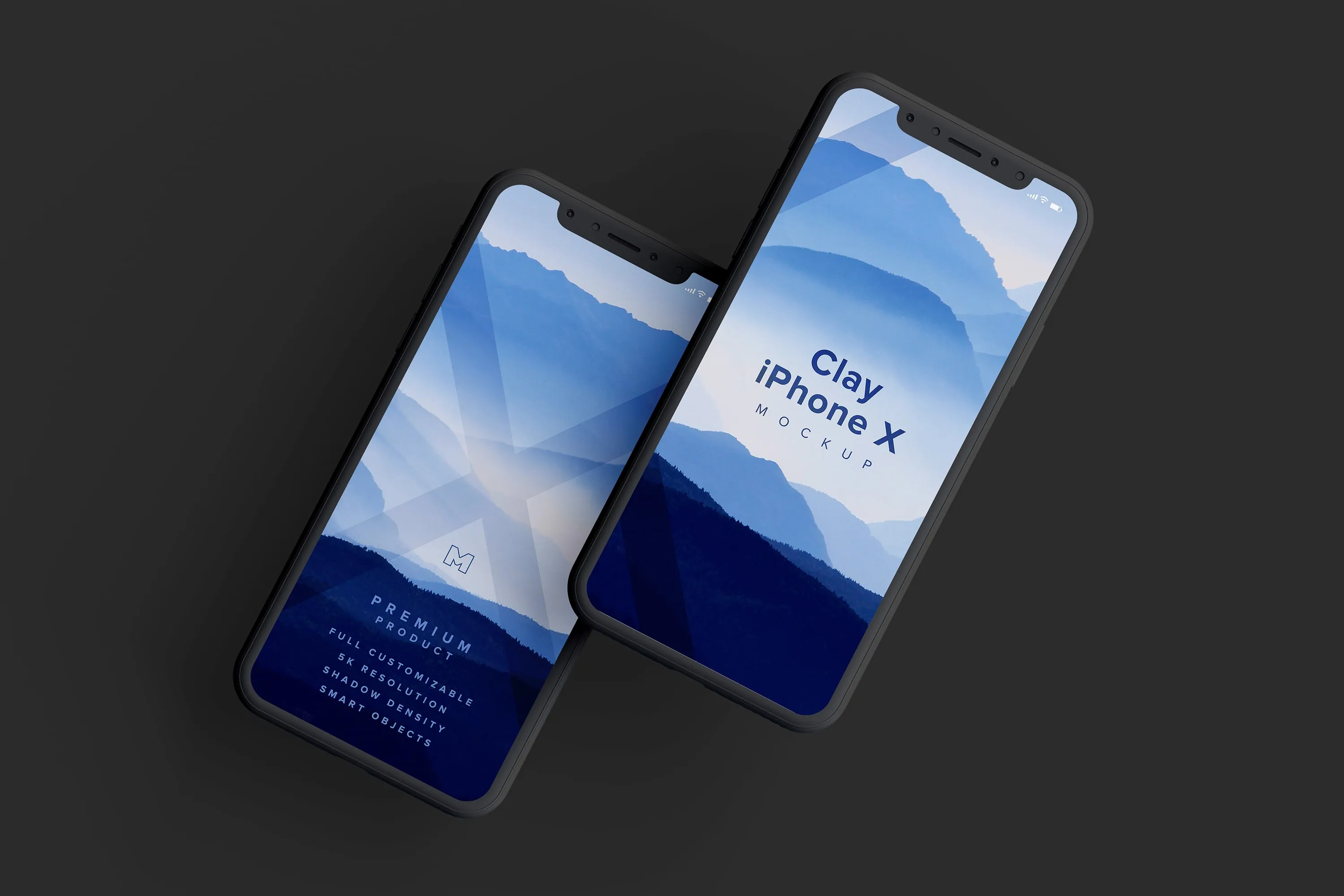 iPhone X手机双屏幕预览样机模板04 Clay iPhone X Mockup 04插图(2)