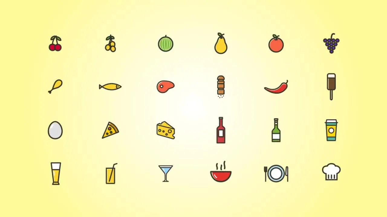 48组食物主题动画图标像素设计精选AE模板