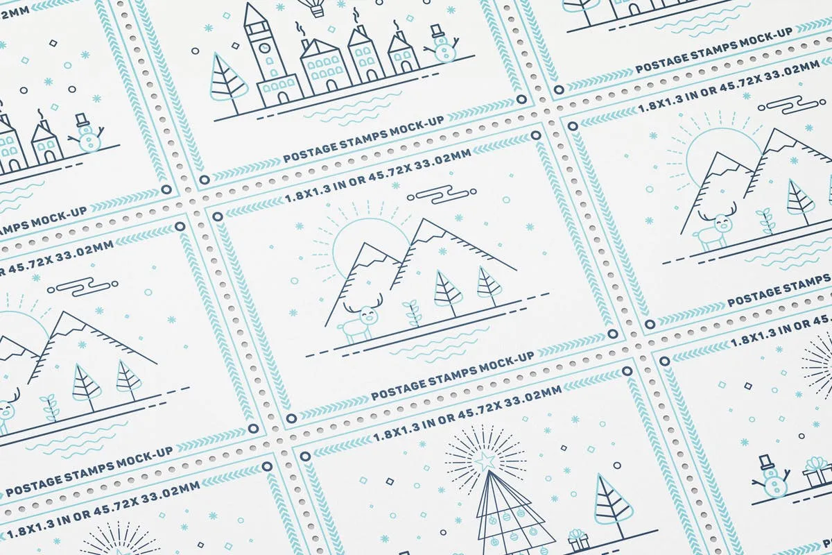 极简主义时尚邮票样机模板 Postage Stamps Mock-Ups