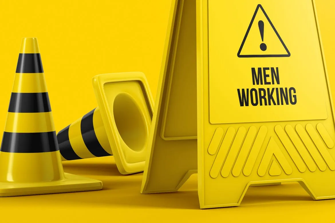 塑料地板警示牌设计图样机素材库精选模板 Plastic Caution Floor Sign Board Mockup插图(4)