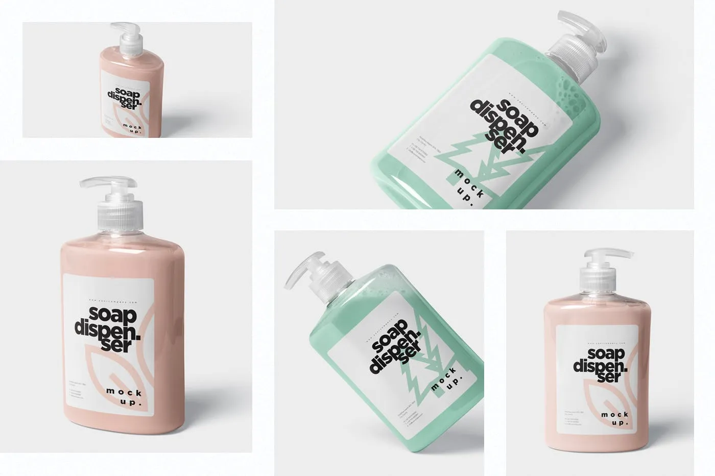 洗发水/沐浴露按压式瓶子外观设计图样机模板 Soap Dispenser Mockup Rectangle Shape插图(1)