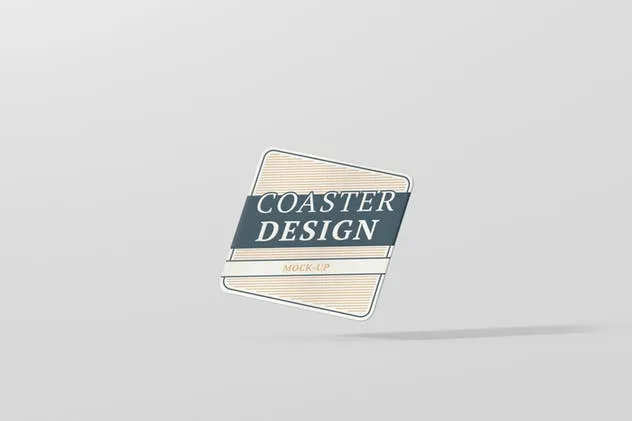 高品质圆角方形杯垫样机 Square Coaster Mock-Up Round Corner插图(2)