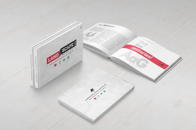 精装企业画册产品目录设计展示样机模板 Landscape Book Mock-Up Set插图(3)