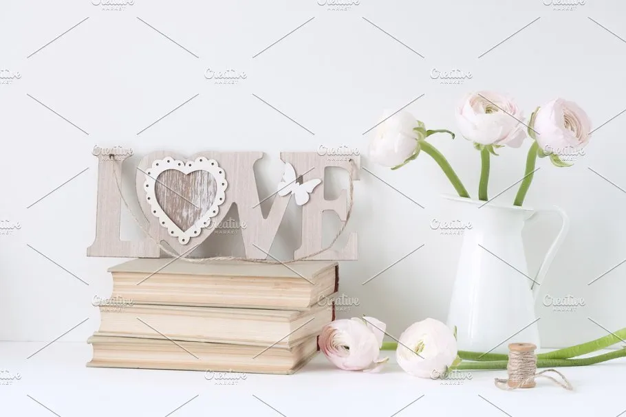 粉红毛茛花卉装饰场景样机 Pink Ranunculus Bundle插图(9)