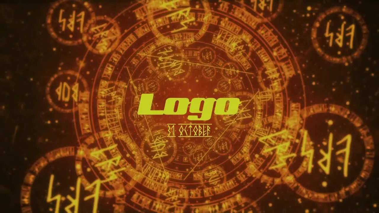 万圣节符文徽标显示像素设计精选AE模板