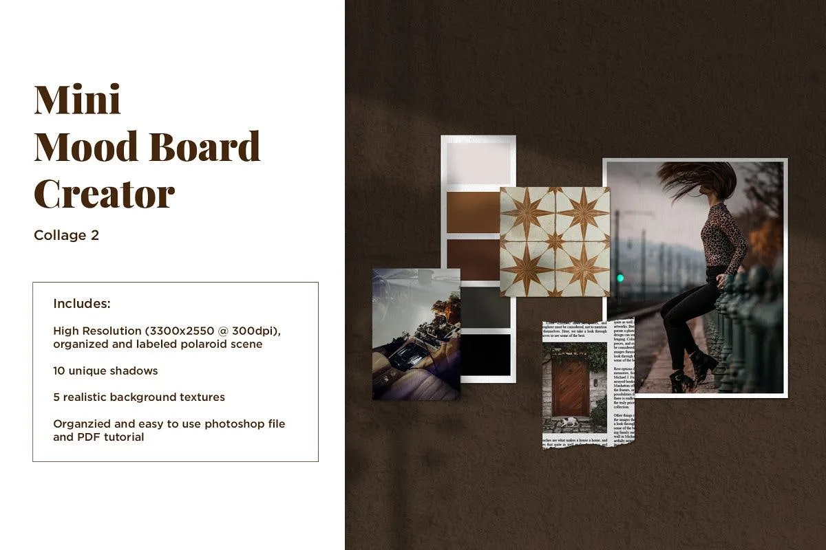 迷你拼贴照片样机模板 Mini Mood Board: Collage 2