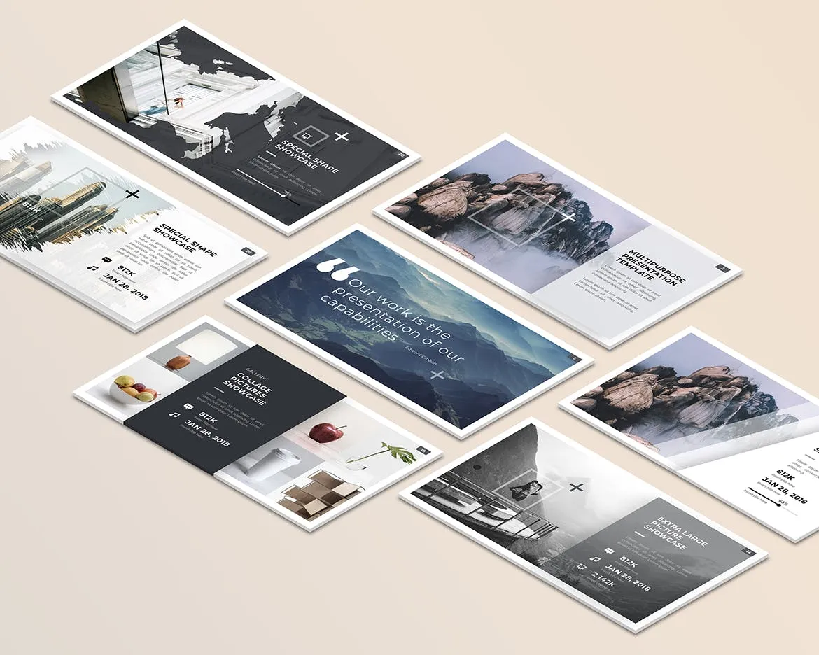 等距桌面屏幕截图预览样机v2 Isometric Desktop Screens Mockup V02插图(2)