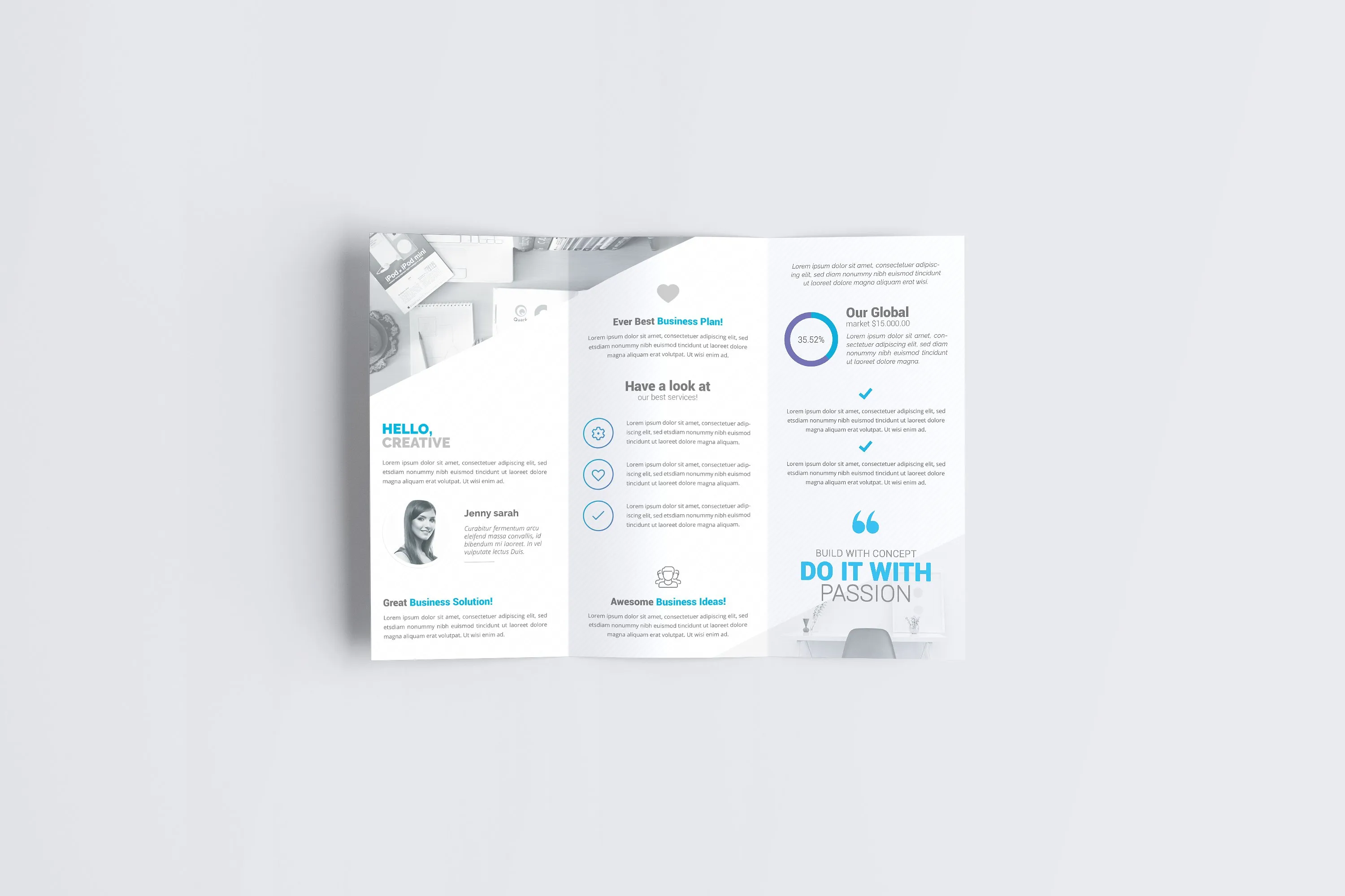 A4折页小册样机 A4 Trifold Brochure Mock-Ups插图(6)